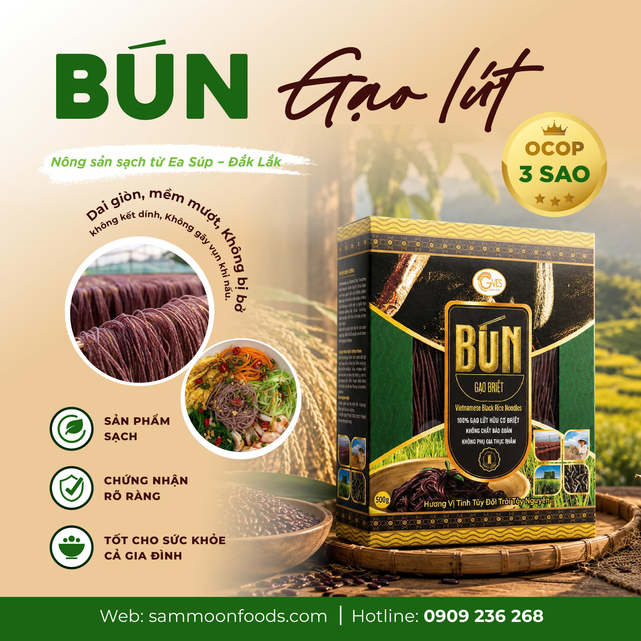 Bún gạo lứt BRIÊT - Bún gạo lứt hữu cơ đặc sản vùng Ea Súp